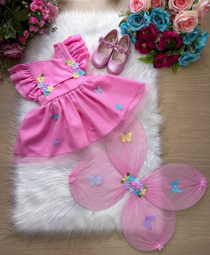 Romper/Vestido Princesa Belli Jardim Encantado Rosa (RMPERVESTJRDENCROSA)