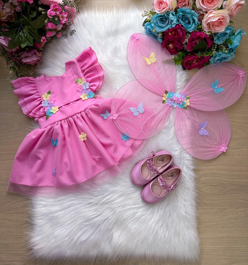 Romper/Vestido Princesa Belli Jardim Encantado Rosa (RMPERVESTJRDENCROSA)