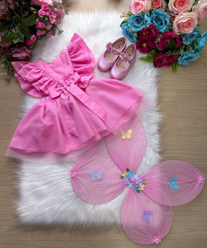 Romper/Vestido Princesa Belli Jardim Encantado Rosa (RMPERVESTJRDENCROSA)