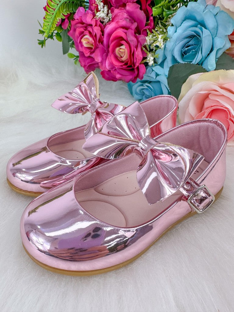 Sapatilha Doce Pe Laço Rosa Metalizado (SPTDCPLCRSAMTLZ)