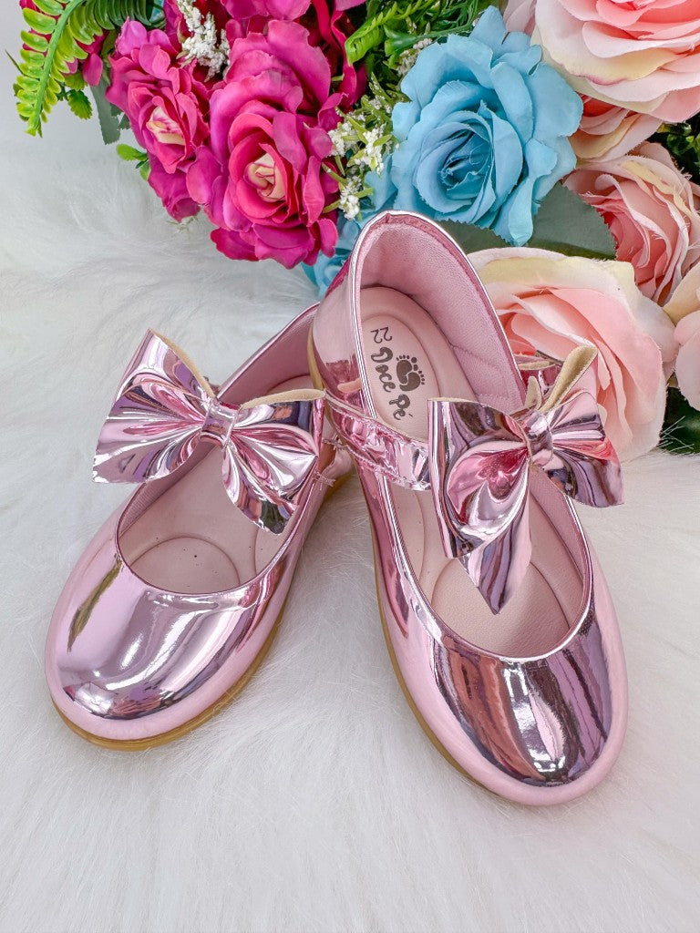 Sapatilha Doce Pe Laço Rosa Metalizado (SPTDCPLCRSAMTLZ)