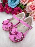Sapatilha Flor Di MIla Baby Rosa Chiclete Com Pink Lacinho Strass (SPTLFLRDMLBBRSCCPNLSTRS)