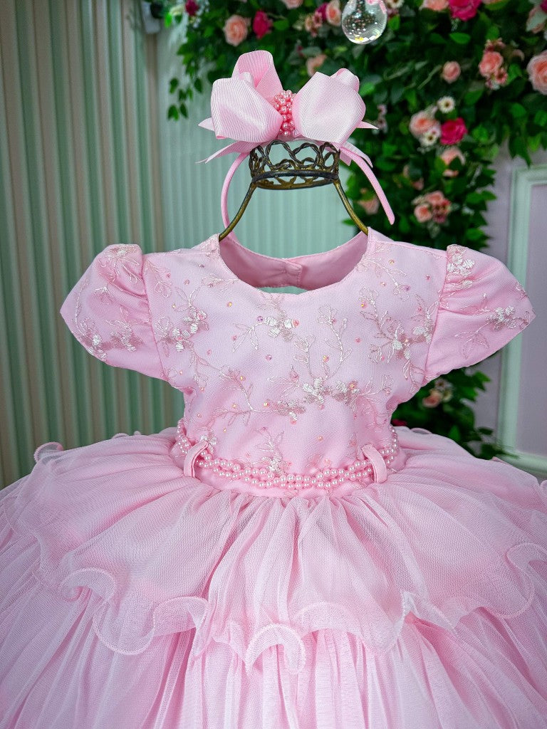 Vestido Infantil Menina Bonita 4 Saias Rosa Bebe (VSTDIFNTMNNBNTSRBB)