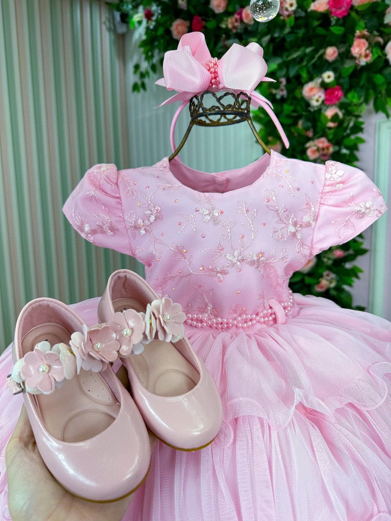 Vestido Infantil Menina Bonita 4 Saias Rosa Bebe (VSTDIFNTMNNBNTSRBB)