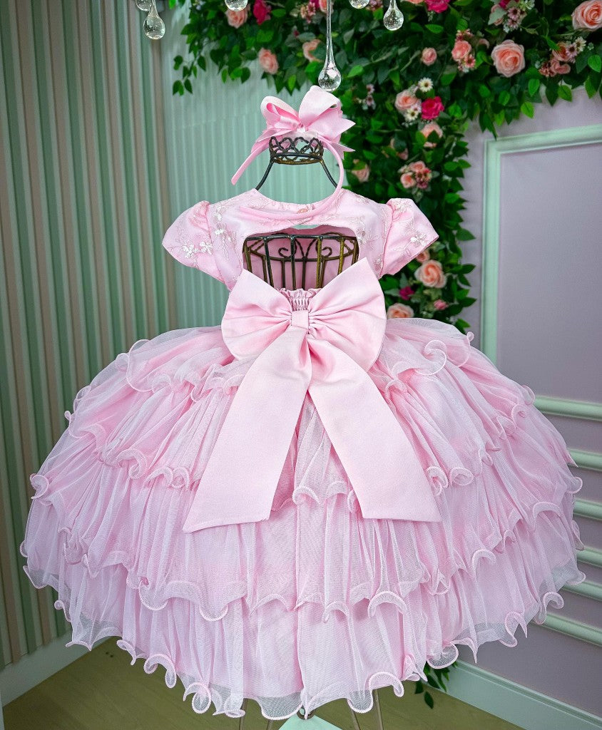 Vestido Infantil Menina Bonita 4 Saias Rosa Bebe (VSTDIFNTMNNBNTSRBB)