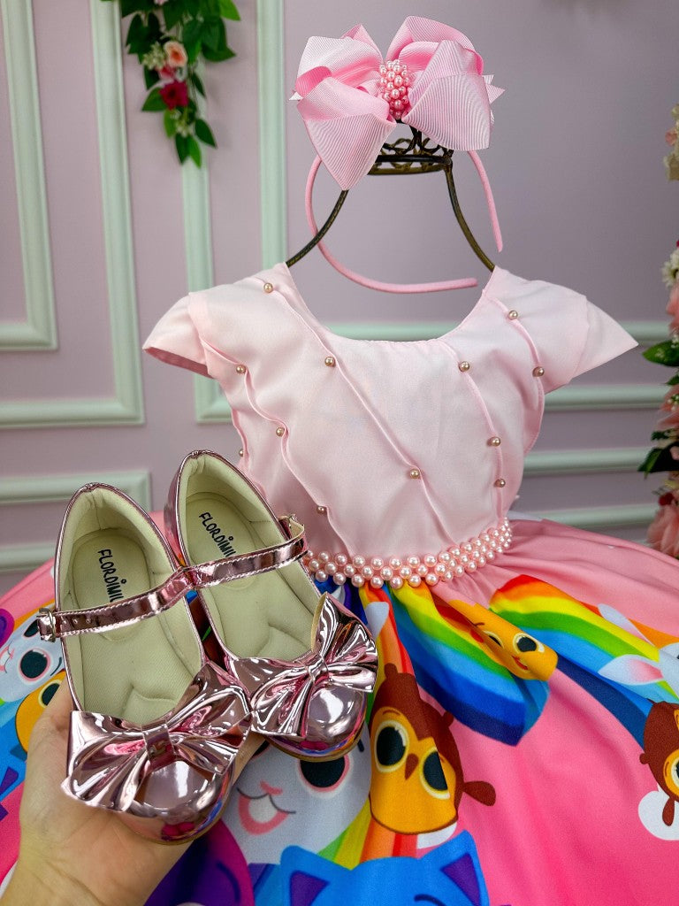 Vestido Infantil Temáticos da Gigi Peito Perolas Bolofofos - Bolo Fofos Rosa (VESTINFTMCGGBLFFRS)