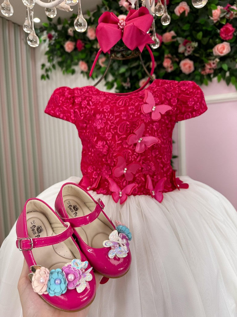 Vestido Juvenil - Midi Vila Lele Sabrina Pink e Off - Festa