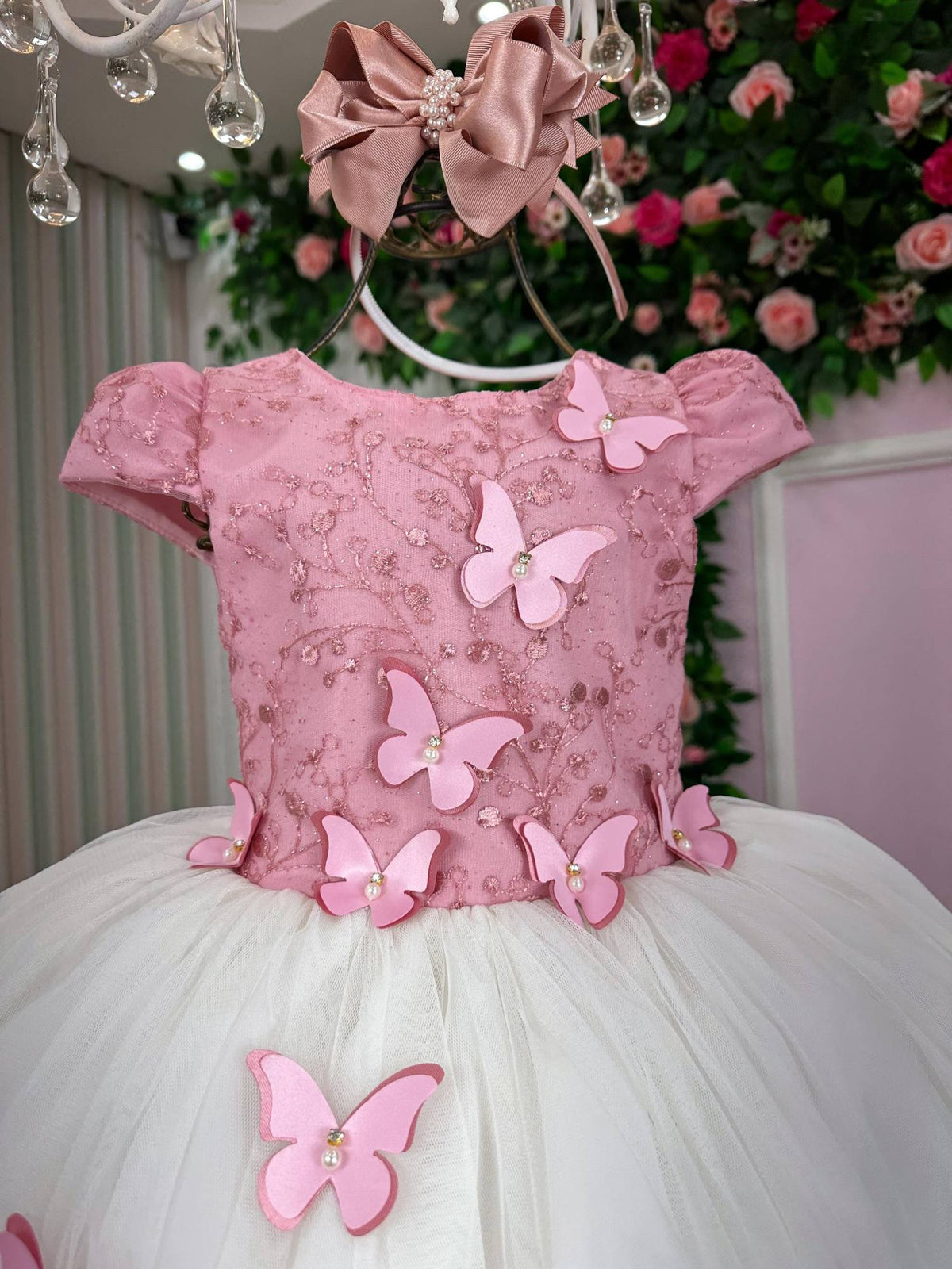 Vestido Juvenil - Midi Vila Lele Sabrina Rosé e Off - Festa