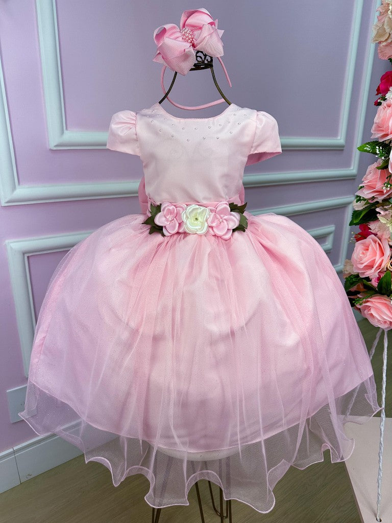 Vestido Juvenil Vila Lele Luiza Rosa Bebe (VESTJVLVLELELIZARSABB)