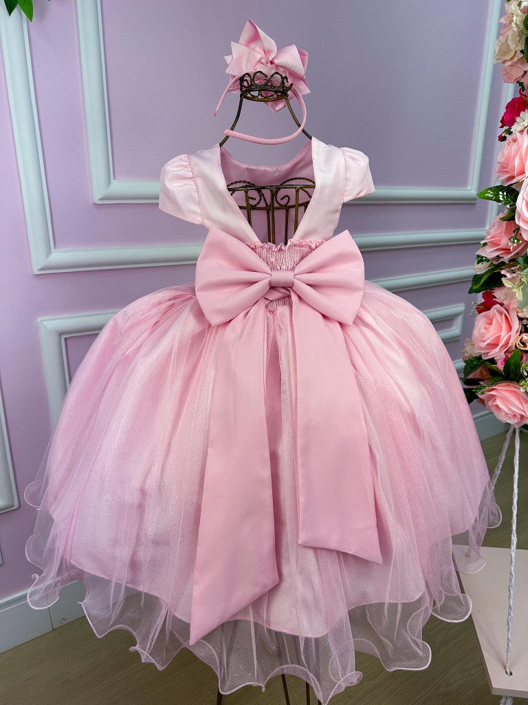 Vestido Juvenil Vila Lele Luiza Rosa Bebe (VESTJVLVLELELIZARSABB)