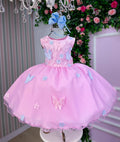 Vestido Marie Jardim das Borboletas Rosa Bebe Viviane (VESTMRIEBRLTASRSABB)