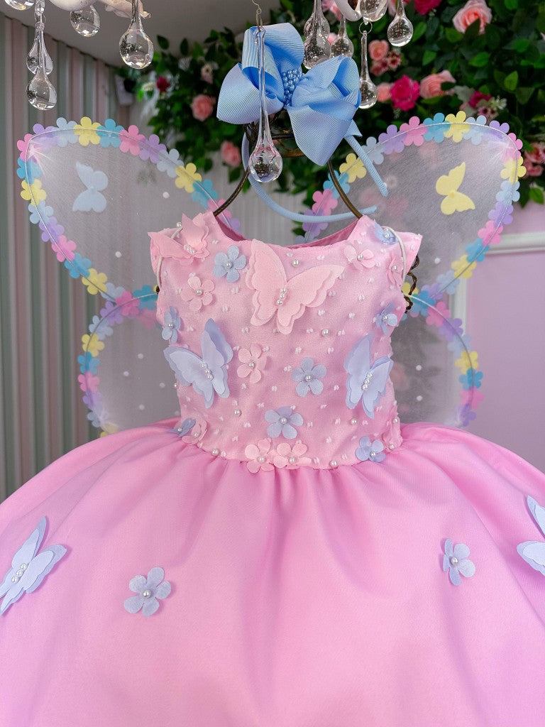 Vestido Marie Jardim das Borboletas Rosa Bebe Viviane (VESTMRIEBRLTASRSABB)
