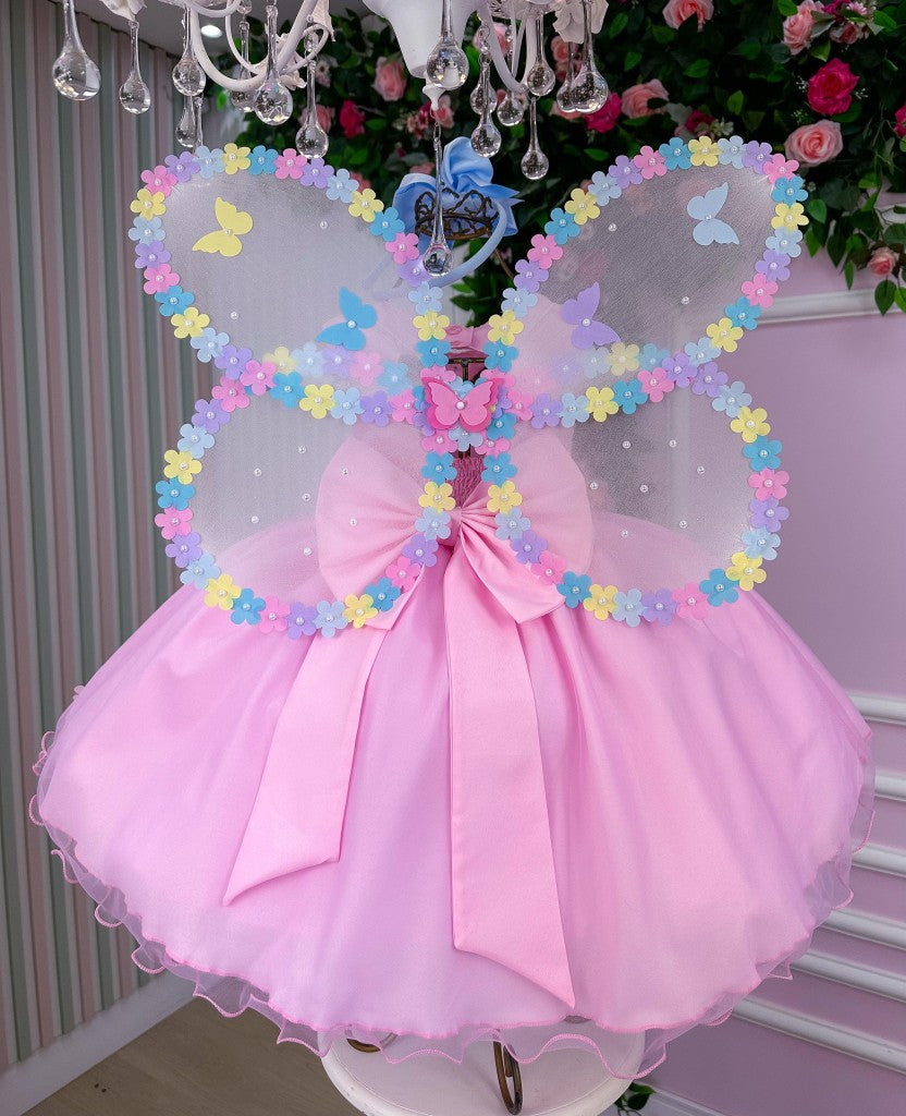 Vestido Marie Jardim das Borboletas Rosa Bebe Viviane (VESTMRIEBRLTASRSABB)