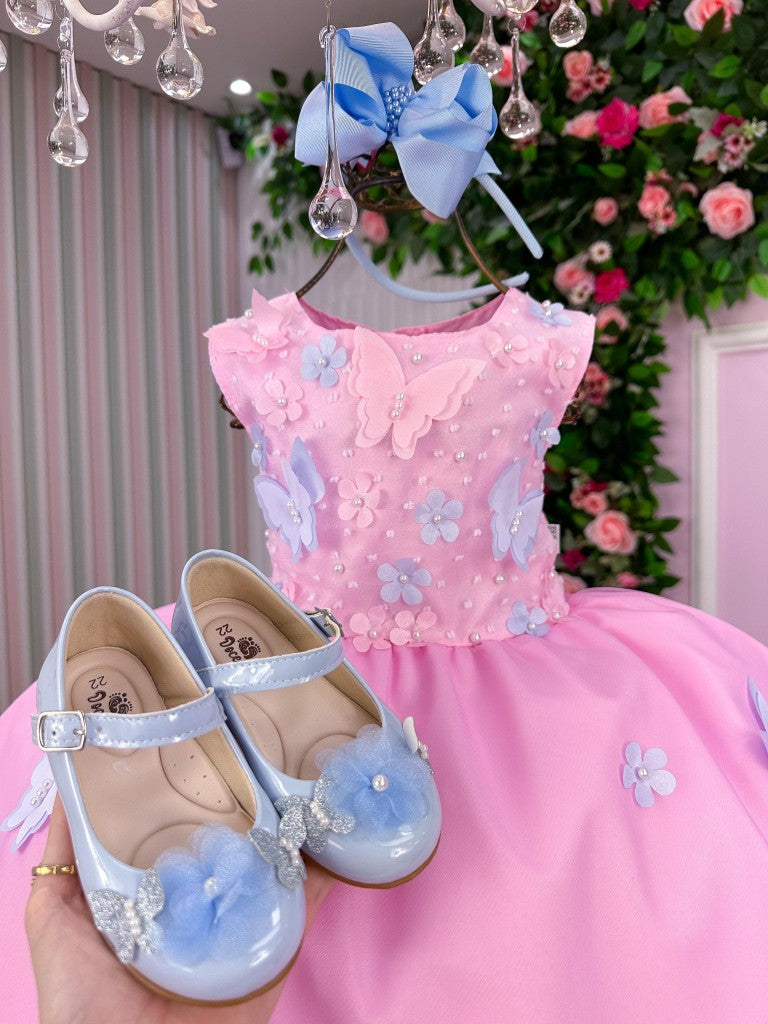 Vestido Marie Jardim das Borboletas Rosa Bebe Viviane (VESTMRIEBRLTASRSABB)