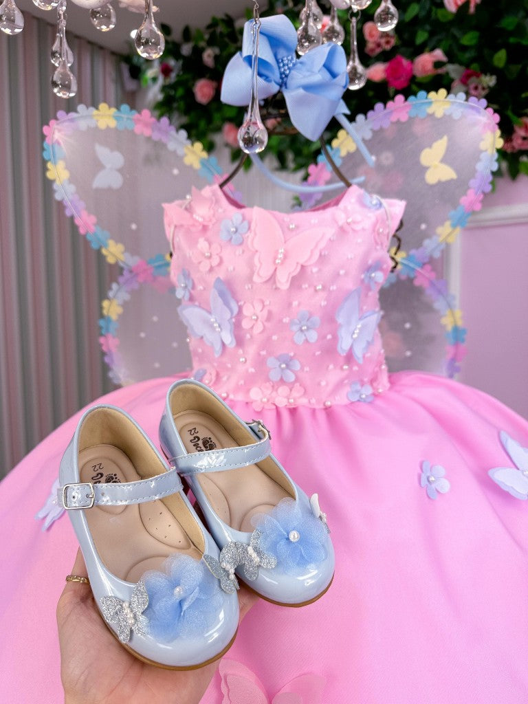 Vestido Marie Jardim das Borboletas Rosa Bebe Viviane (VESTMRIEBRLTASRSABB)