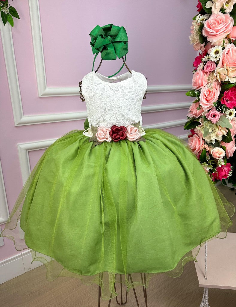 Vestido Juvenil Vila Lele Ivete Peito Off e Saia Verde (VSTDJVILEIVTVDO)