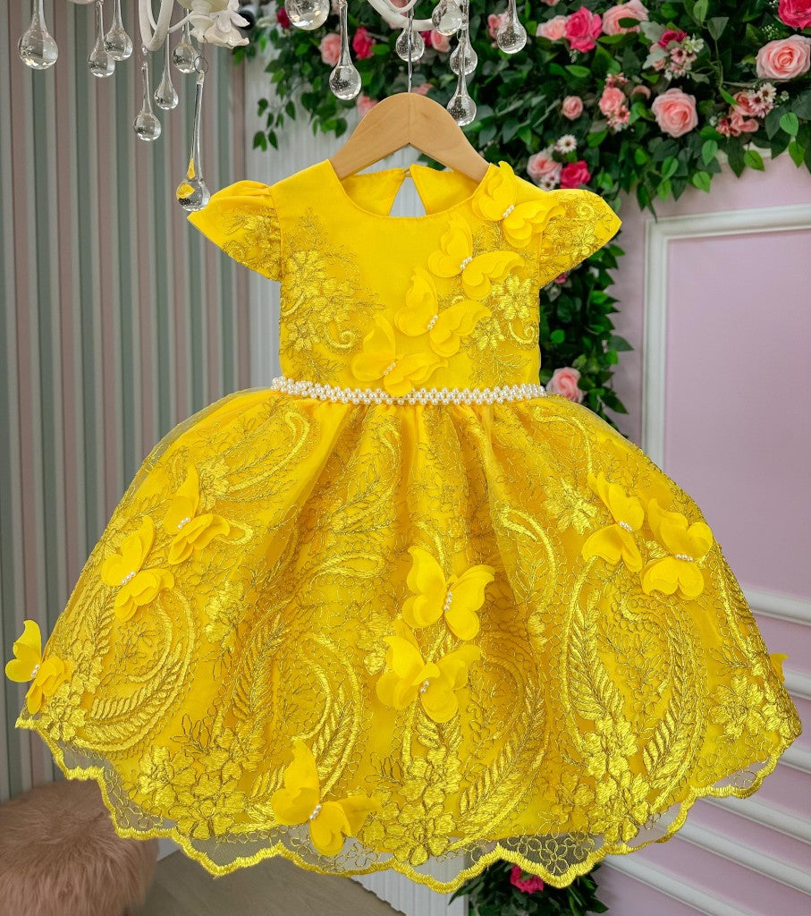 Vestido Marie Jardim Encantado Luxo Amarelo (VESTMREJDENCTLXAMRL)