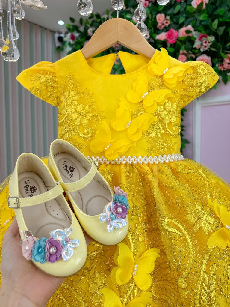 Vestido Marie Jardim Encantado Luxo Amarelo (VESTMREJDENCTLXAMRL)