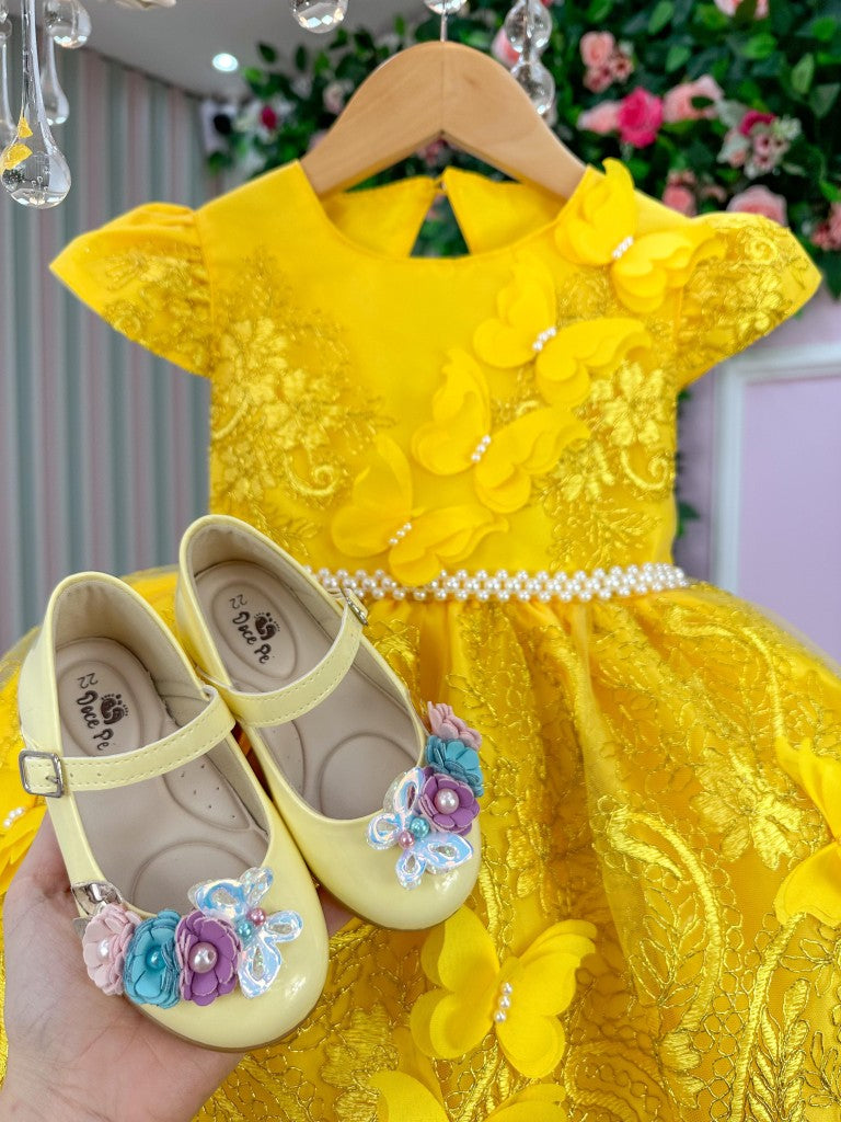 Vestido Marie Jardim Encantado Luxo Amarelo (VESTMREJDENCTLXAMRL)