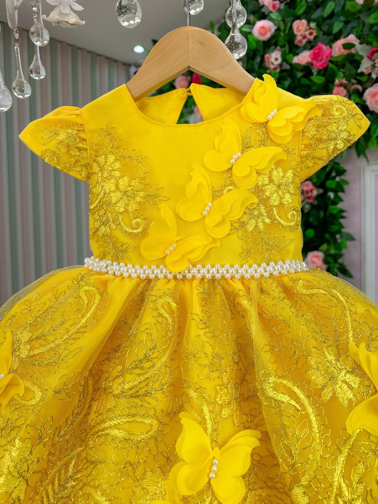 Vestido Marie Jardim Encantado Luxo Amarelo (VESTMREJDENCTLXAMRL)