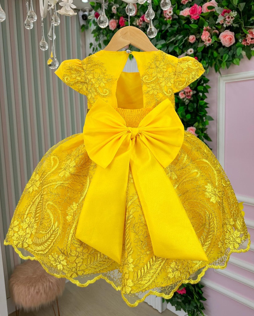 Vestido Marie Jardim Encantado Luxo Amarelo (VESTMREJDENCTLXAMRL)