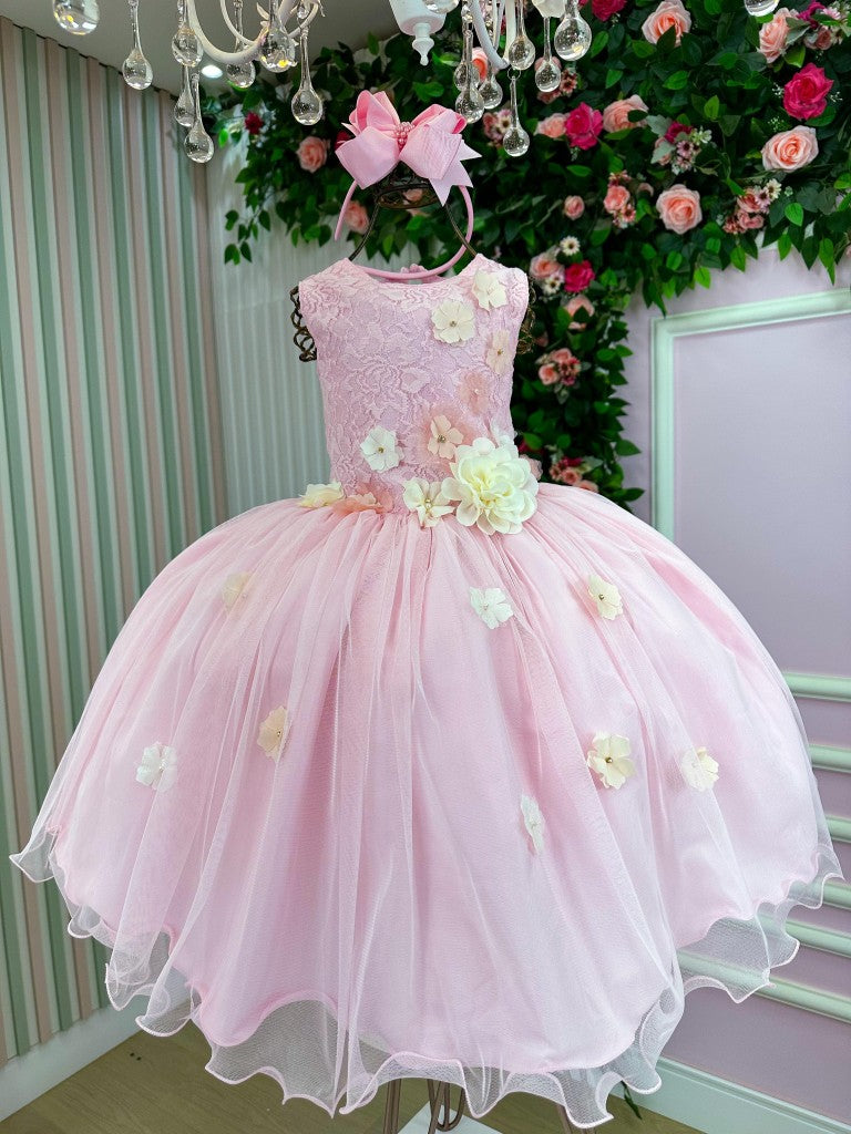 Vestido Juvenil Vila Lele Regata Flores Rosa