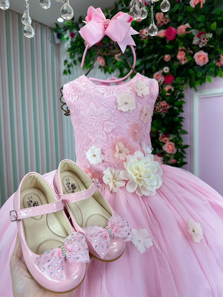 Vestido Juvenil Vila Lele Regata Flores Rosa