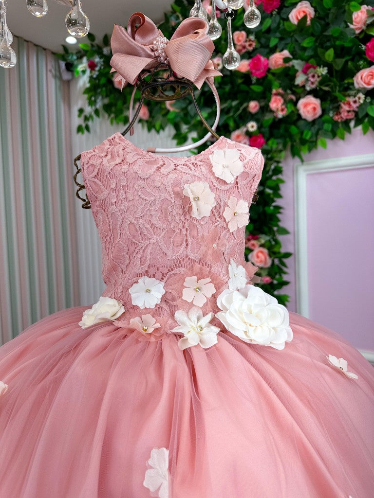 Vestido Infantil Festa Jardim Encantado Daminha Rose
