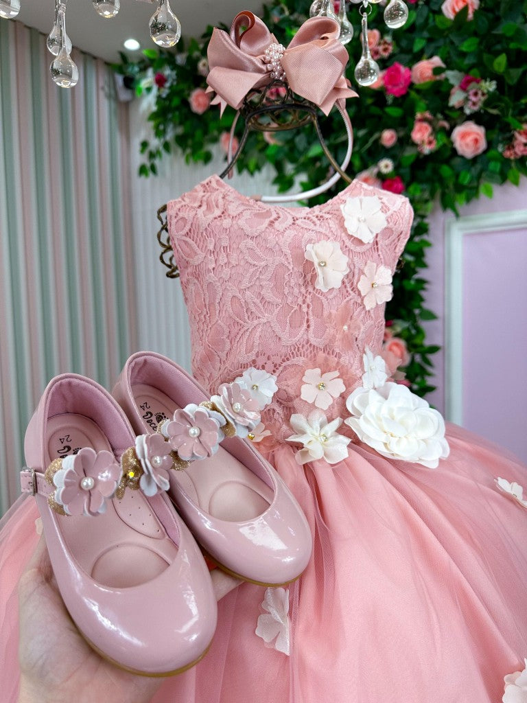 Vestido Infantil Festa Jardim Encantado Daminha Rose