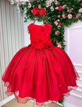 Vestido Infantil Jardim Encantado Flores Vermelho