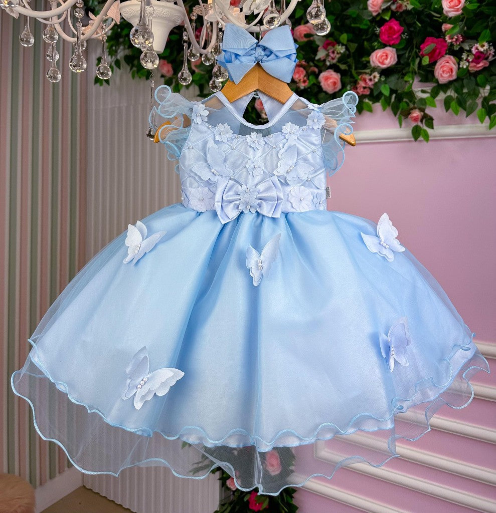 Vestido Marie Azul Jardim Encantado Laço (VESTMRKKDSAZLBB)