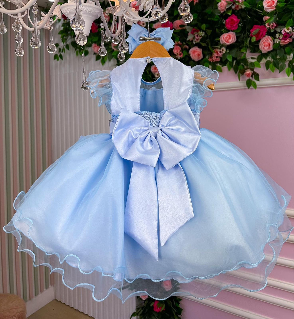 Vestido Marie Azul Jardim Encantado Laço (VESTMRKKDSAZLBB)