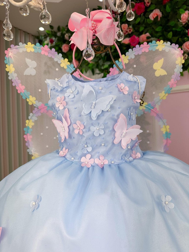Vestido Marie Jardim das Borboletas Azul Bebe Viviane (VESTMRIEBRLTASAZLBB)
