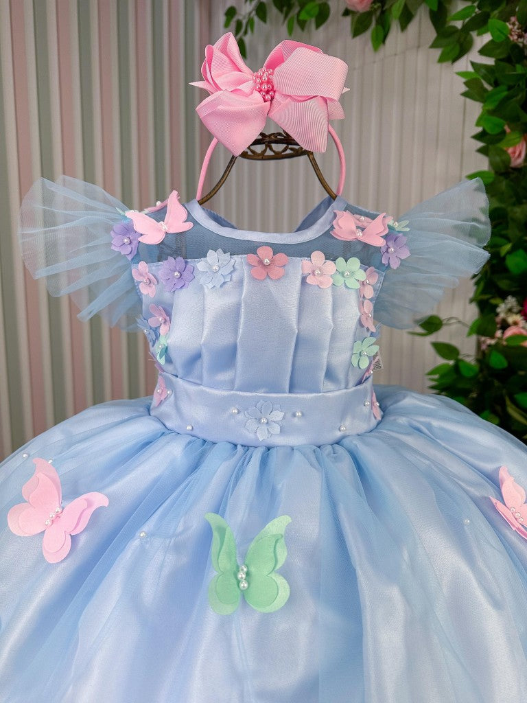 Vestido Marie Jardim Encantado Isis Luxinho Azul (VESTMRIAZLBBLNHOISIS)