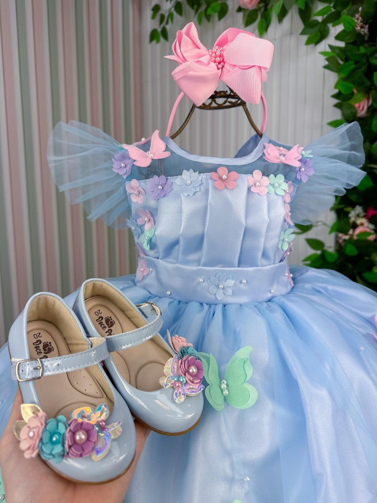 Vestido Marie Jardim Encantado Isis Luxinho Azul (VESTMRIAZLBBLNHOISIS)