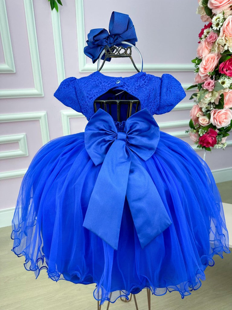 Vestido Menina Bonita Azul Royal Peito Rendado (VESTMNNBNTAZLROYLPTRDD)