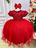 Vestido Menina Bonita Vermelho Peito Renda Flores (VESTMNNBTVRMPTRNFLR)