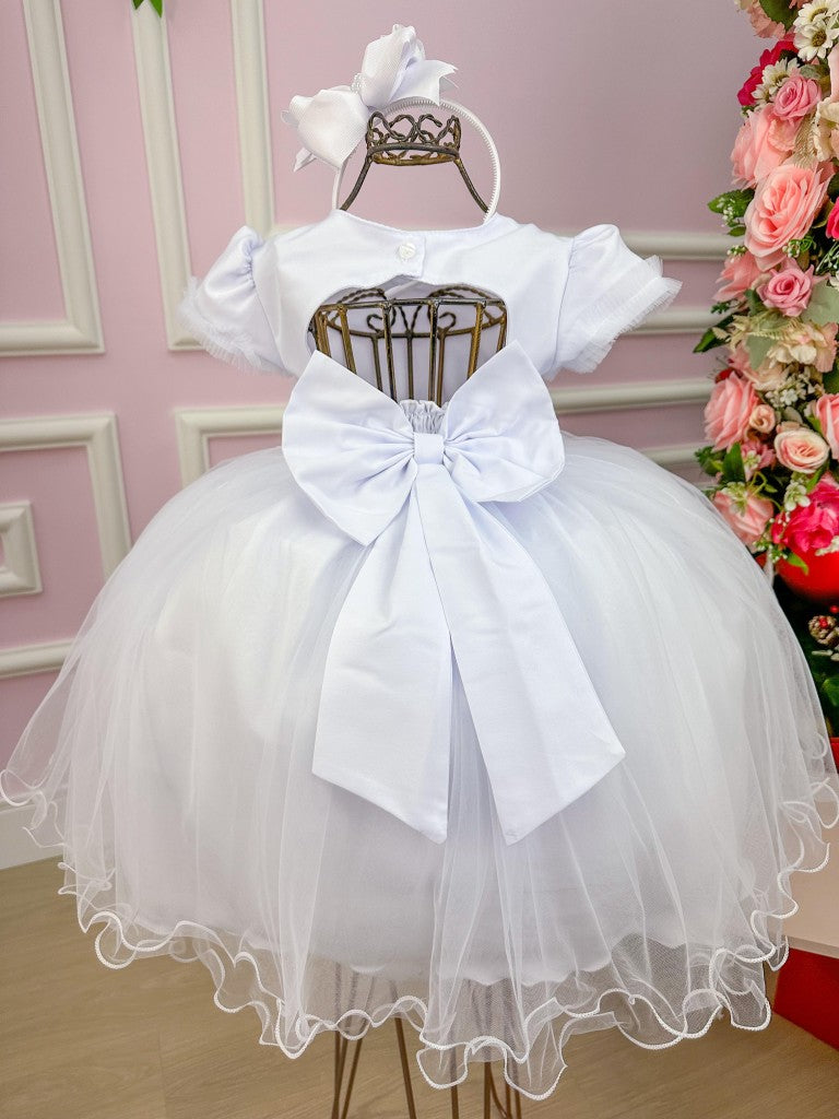 Vestido Menina Bonita Branco Borboletas Peito Tule (VESTMNNBNTBRNCBBPTTL)