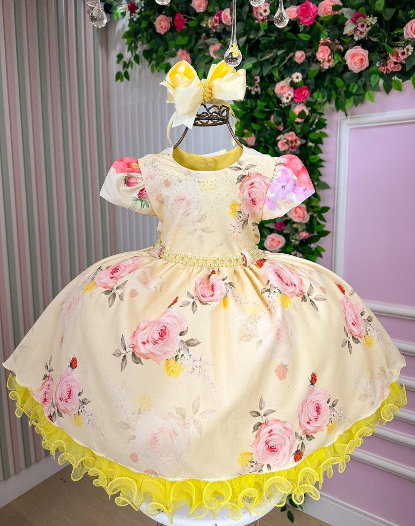 Vestido Menina Bonita Jardim Encantado Loise Amarelo (VESTMTAJENLSEARLO)
