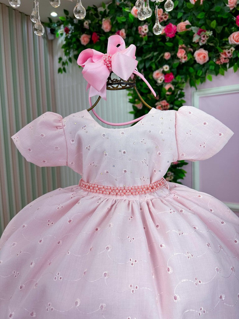 Vestido Miss Cherry Cristal Lese - Laise Rosa Bebe (VESTMSSCHCRTLSLASRSBB)
