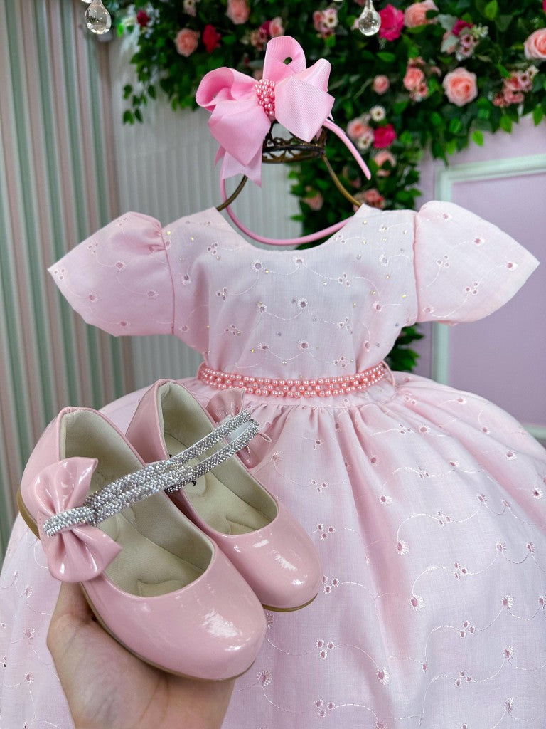 Vestido Miss Cherry Cristal Lese - Laise Rosa Bebe (VESTMSSCHCRTLSLASRSBB)