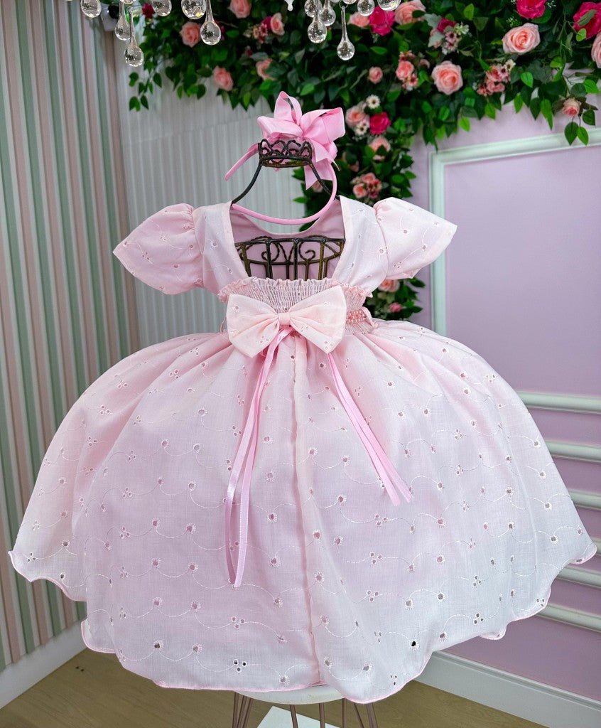 Vestido Miss Cherry Cristal Lese - Laise Rosa Bebe (VESTMSSCHCRTLSLASRSBB)