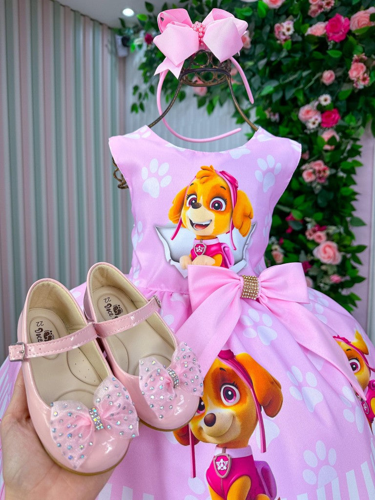 Vestido Tematicos Luxo Esquadrão Canino Rosa Bebe (VESTTMTIPTLHASKYRSBB)