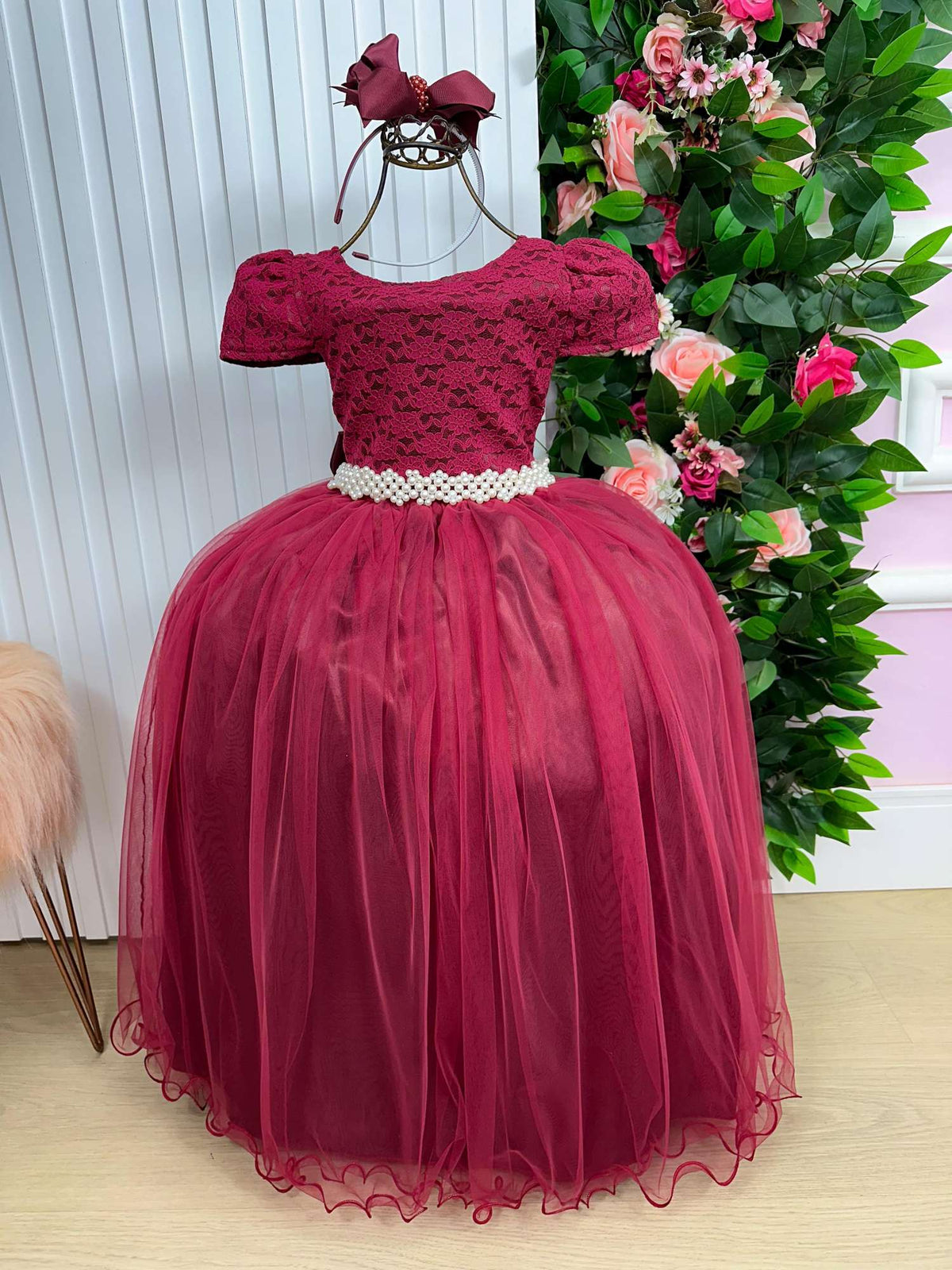 Vestido Enjoy Longo Laura Peito rendado Marsala (VESTENJLNGMRSLRDD2)
