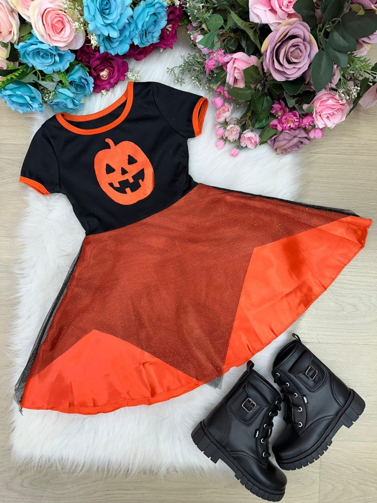 Fantasia Halloween Menina Bruxinha Abóbora Laranja (FTSHLLWENABRRALRJA)