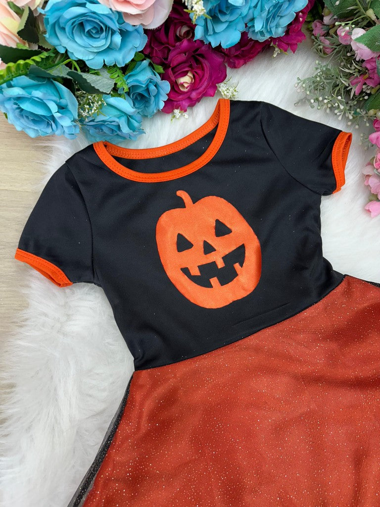 Fantasia Halloween Menina Bruxinha Abóbora Laranja (FTSHLLWENABRRALRJA)