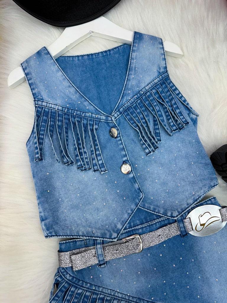 Conjunto Blogueirinha Boiadeira Maraisa Jeans (CONJBLORAMRISJENS)