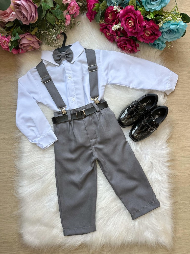 Conjunto Meninos Miss Cherry Leo Suspensorio Cinza Grafite (CONJTMNNMSLEOCIGFITRE)
