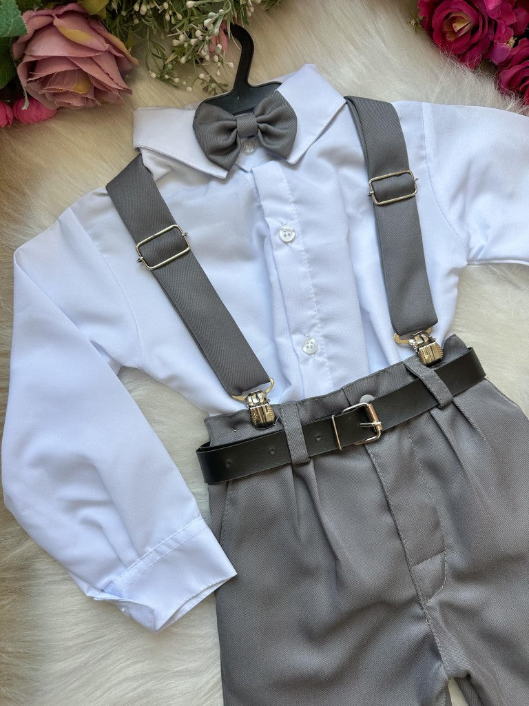 Conjunto Meninos Miss Cherry Leo Suspensorio Cinza Grafite (CONJTMNNMSLEOCIGFITRE)