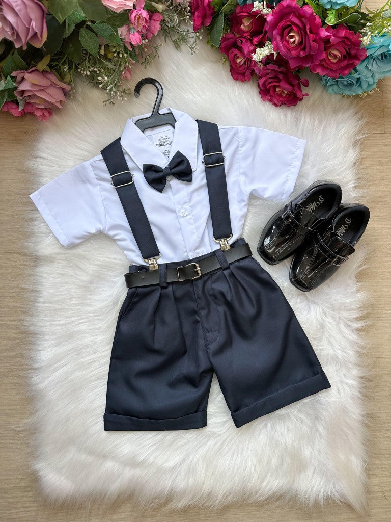 Conjunto Miss Cherry Meninos Social Shorts Ravi Azul Petroleo (CNJTMSCHRMNNSCLSHRRVAZLMR)